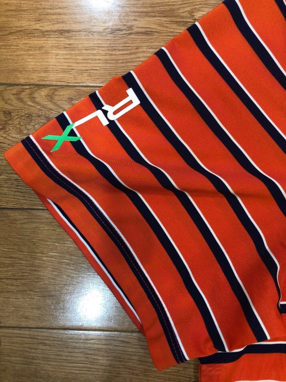 Ralph Lauren RLX Premium Performance Orange & Navy Short Sleeve Golf Shirt Sz L - Picture 5 of 9